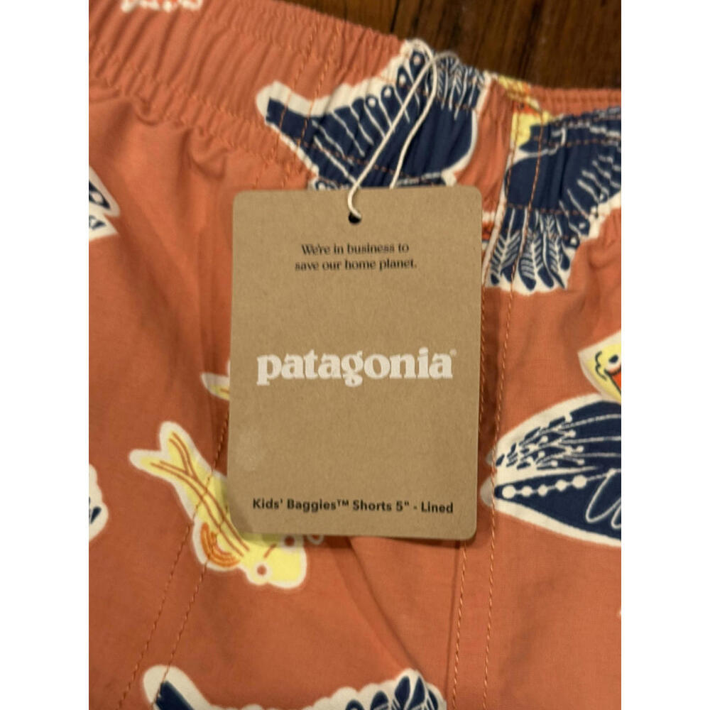 NWT Patagonia Kids Baggies Shorts 5" Lined Amigos Sienna Clay Size L 12 - Picture 4 of 6